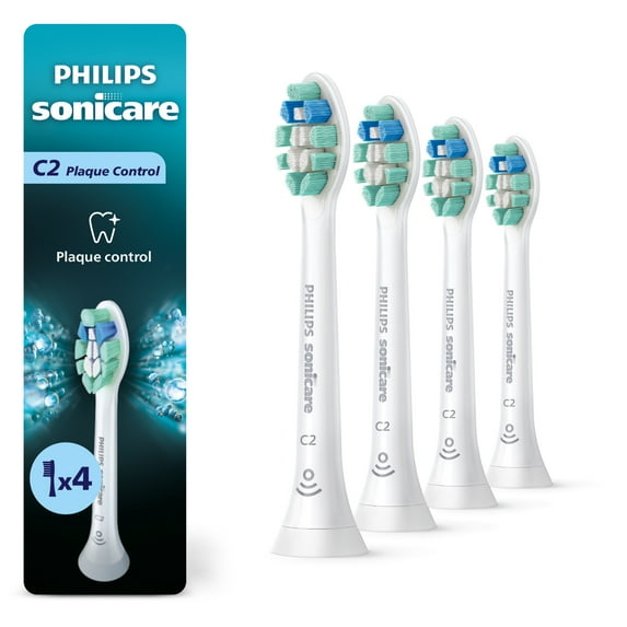 Philips Sonicare C2 Plaque Control - Genuine Replacement Electric Toothbrush Heads, White, 4 Pack One Year Supply, HX9024/77