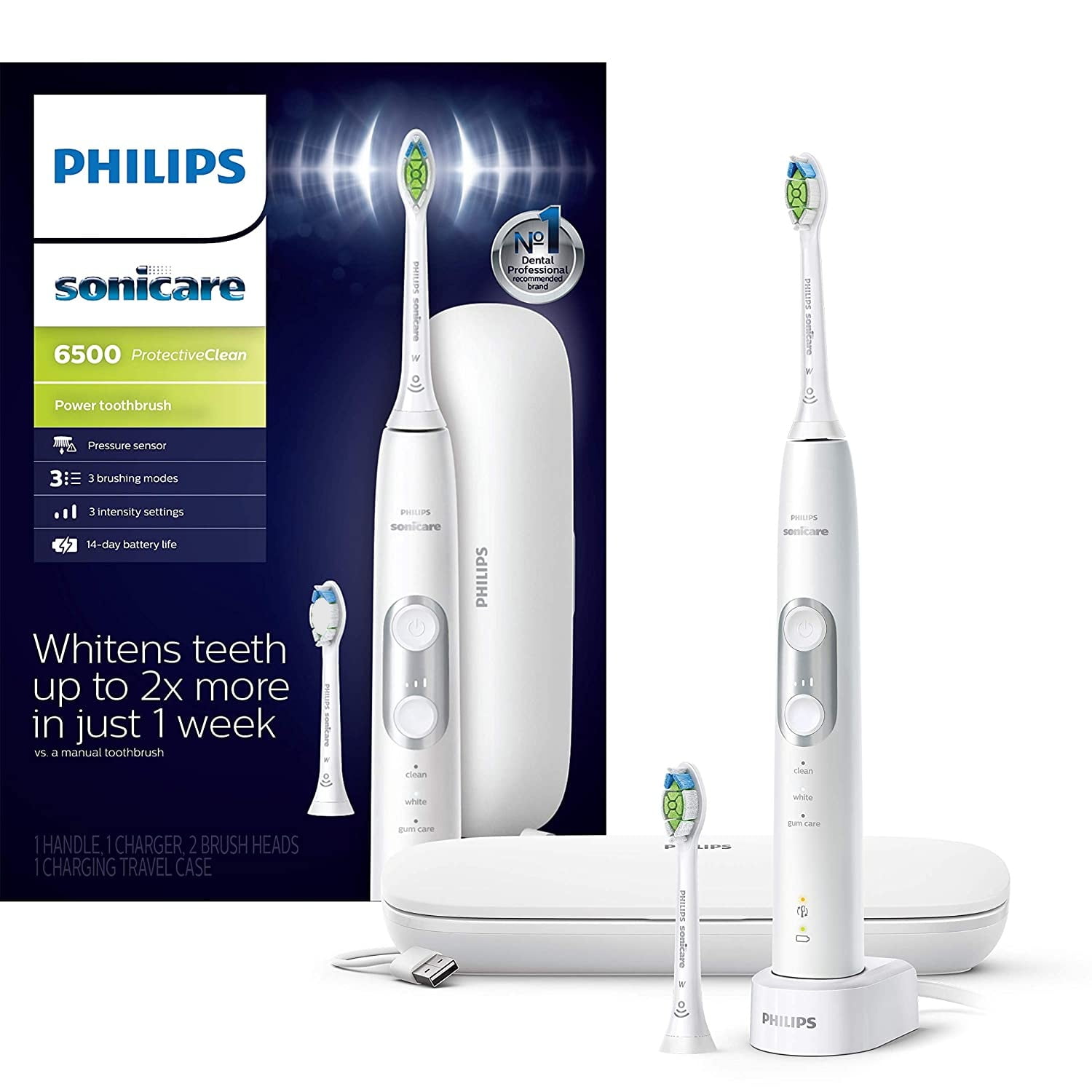 Sonicare ProtectiveClean 4500 Rechargeable Electric Toothbrush, 1 unit,  White – Philips : Toothbrush