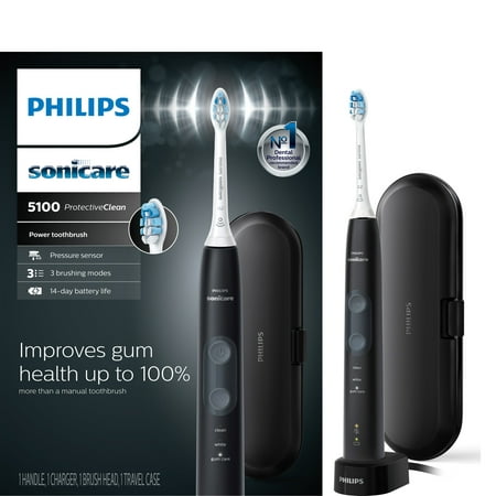 Philips Sonicare ProtectiveClean 5100 Plaque Control, Rechargeable Electric Toothbrush with Pressure Sensor, Black HX6850/60