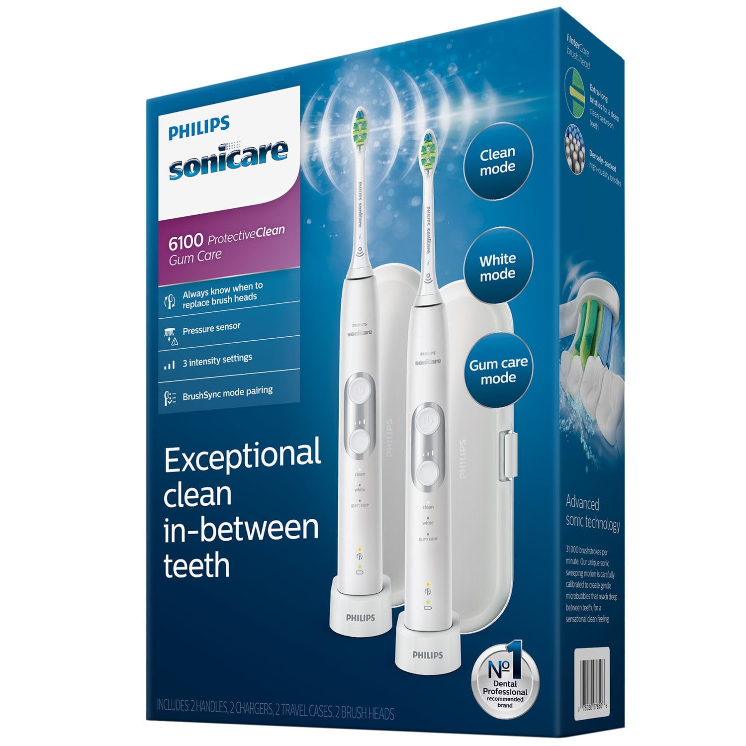 Philips Sonicare ProtectClean 2本セット Philips Sonicare 6100 ProtectiveClean Toothbrush 2 Pack