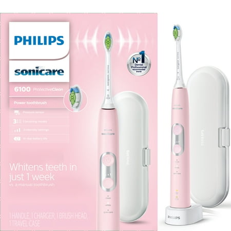 Philips Sonicare ProtectiveClean 6100 Whitening Rechargeable Electric Toothbrush, Pink HX6876/21