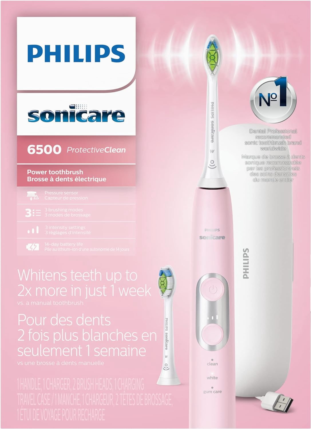 Philips Sonicare Rechargeable Electric Toothbrush Pastel Pink