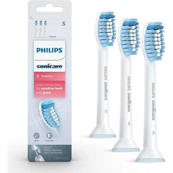Philips Sonicare Sensitive Replacement Toothbrush Heads For Sensitive Teeth, HX6053/66, 3-pk