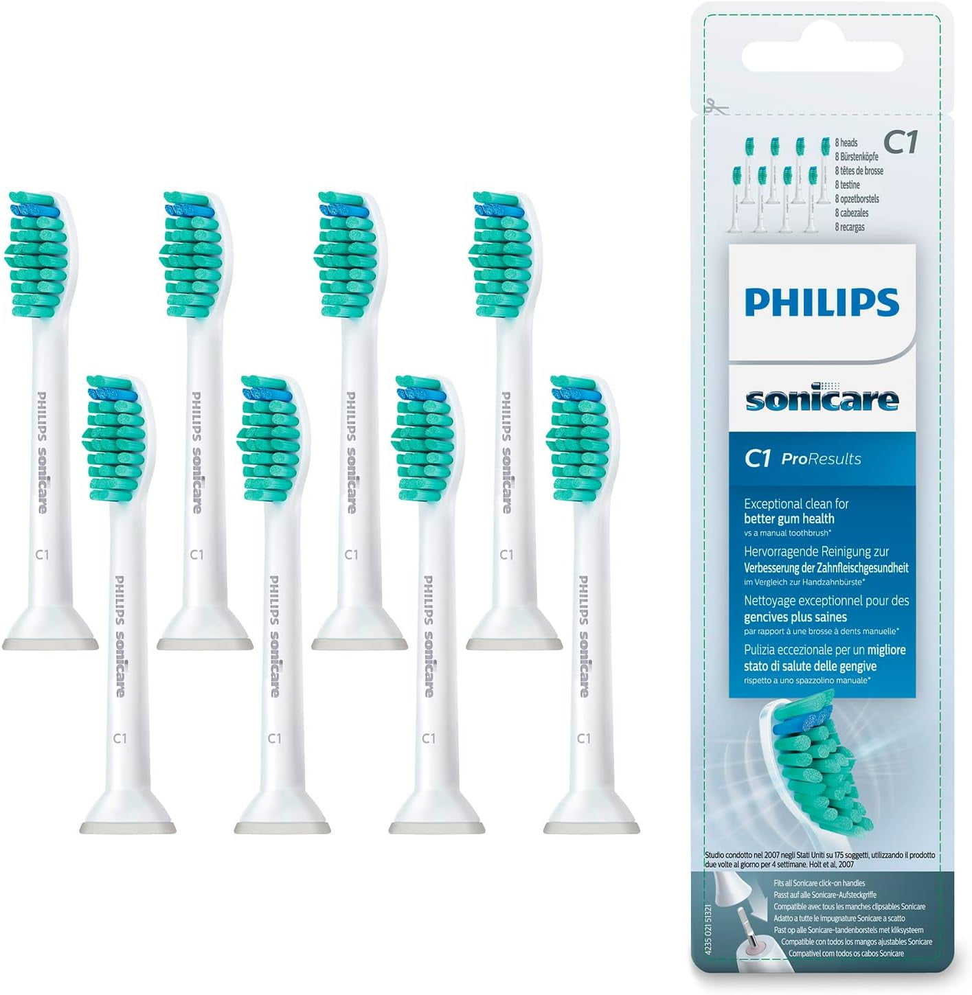 Philips Sonicare Simplyclean (C1) Replacement Toothbrush Heads, 8 Pack
