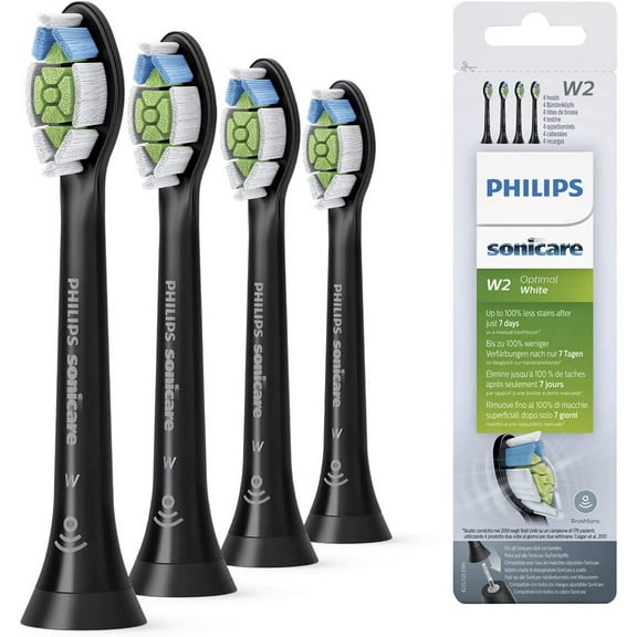 Philips Sonicare W2 DiamondClean Replacement Toothbrush Heads, HX6064, Black 4-pack