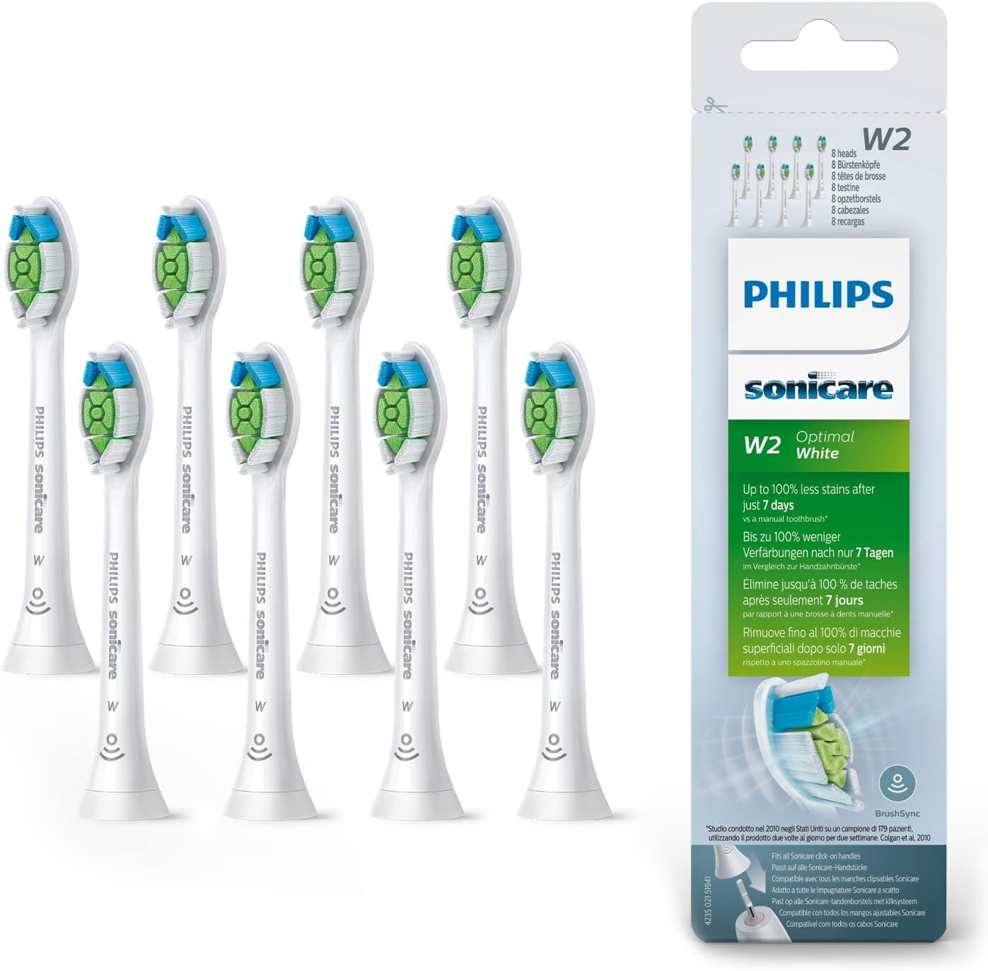 Philips Sonicare White W2 DiamondClean Replacement Toothbrush Heads 8 Packs