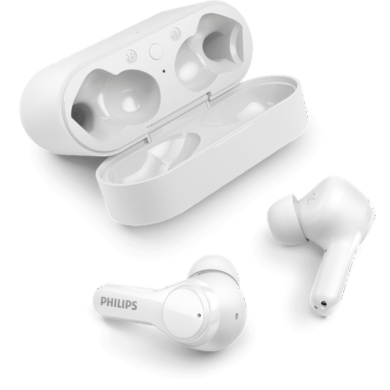 Philips T3217 True Wireless Headphones with Dual-Mic Environmental Noise  Cancellation and IPX5 Water Resistance, White 