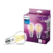 Philips Ultra Definition LED 60-Watt A19 Filament Light Bulb, Clear Daylight, Dimmable, E26 Medium Base (2-Pack)