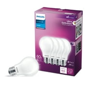 Philips Ultra Definition LED 60-Watt A19 Light Bulb, Frosted Daylight, Dimmable, E26 Base (4-Pack)