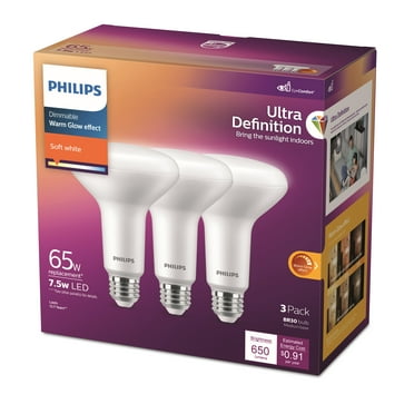 Philips Ultra Definition LED 65-Watt BR30 Indoor Recessed Downlight, Frosted Soft White, Dimmable, Medium Base (3-Pack)