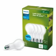 Philips Ultra Efficient LED 60-Watt A19 Light Bulb, Daylight, Frosted, Dimmable, E26 Base 4-Pack