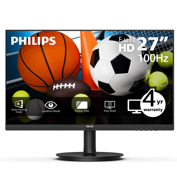 Philips V-line 271V8LBS 27" Class Full HD LED Monitor - 16:9 - Textured Black - 27" Viewable - Vertical Alignment (VA) - WLED Backlight - 1920 x 1080 - 16.7 Million Colors - Adaptive Sync - 250 Nit...