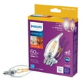 thumbnail image 1 of Philips Vintage LED 60-Watt BA11 Filament Candle Light Bulb, Clear Soft White Warm Glow, Dimmable, E12 Base (3-Pack), 1 of 5