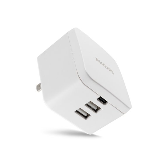 Philips Wall Charger with USB-A and USB-C, White – DLP1032Q/37