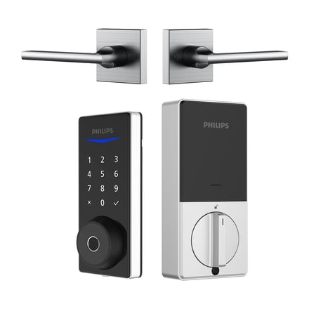 Philips Wi-Fi Smart Deadbolt Door Lock with Multiple Access Methods Including Fingerprint Reader with Lever