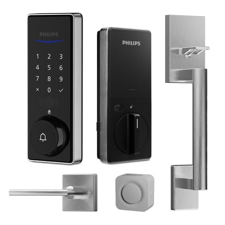Philips Wi-Fi Smart Deadbolt with Palm Recognition & Handle – Satin Nickel
