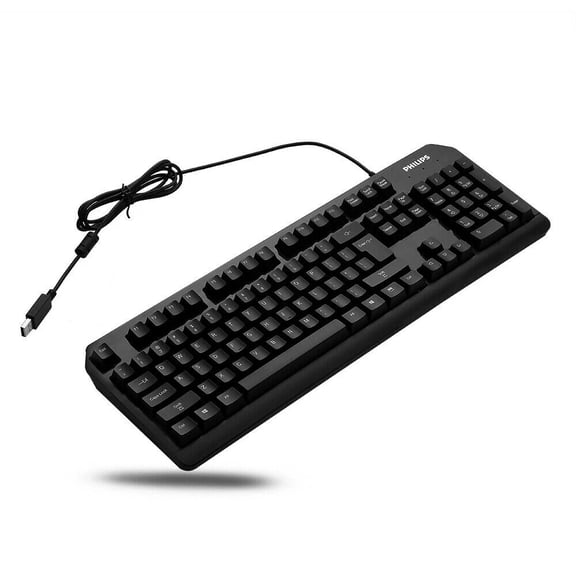Philips Wired Gaming Keyboard, Full-Size 104 Keys, Fast Response, USB Plug & Play for PC Laptop Desktop, Black
