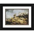 thumbnail image 1 of Philips Wouwerman 18x14 Black Ornate Wood Framed Double Matted Museum Art Print Titled - Sandbank with Travellers, 1 of 5