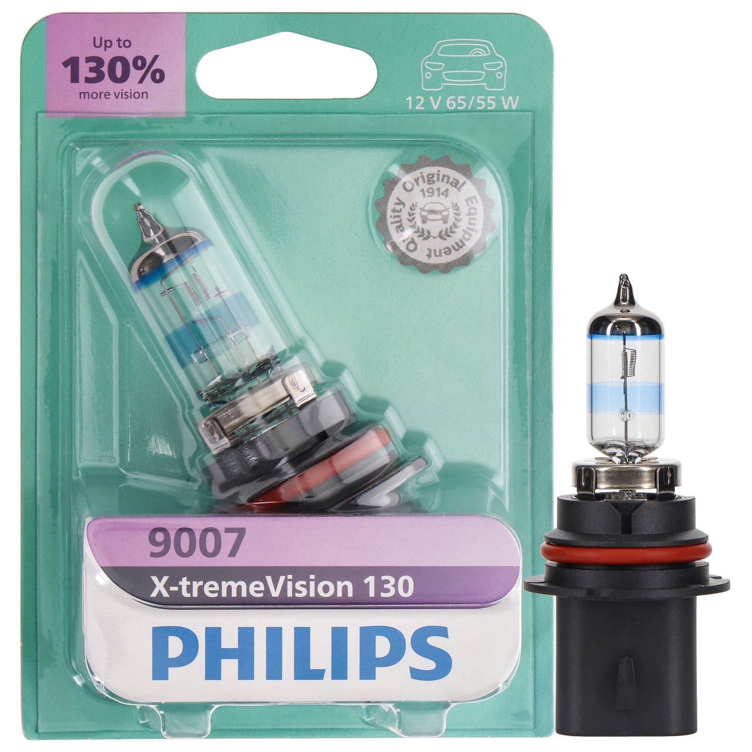 Philips X-tremeVision 130 9007 Halogen Headlight Bulb, 1 pack, Fits Select Vehicles