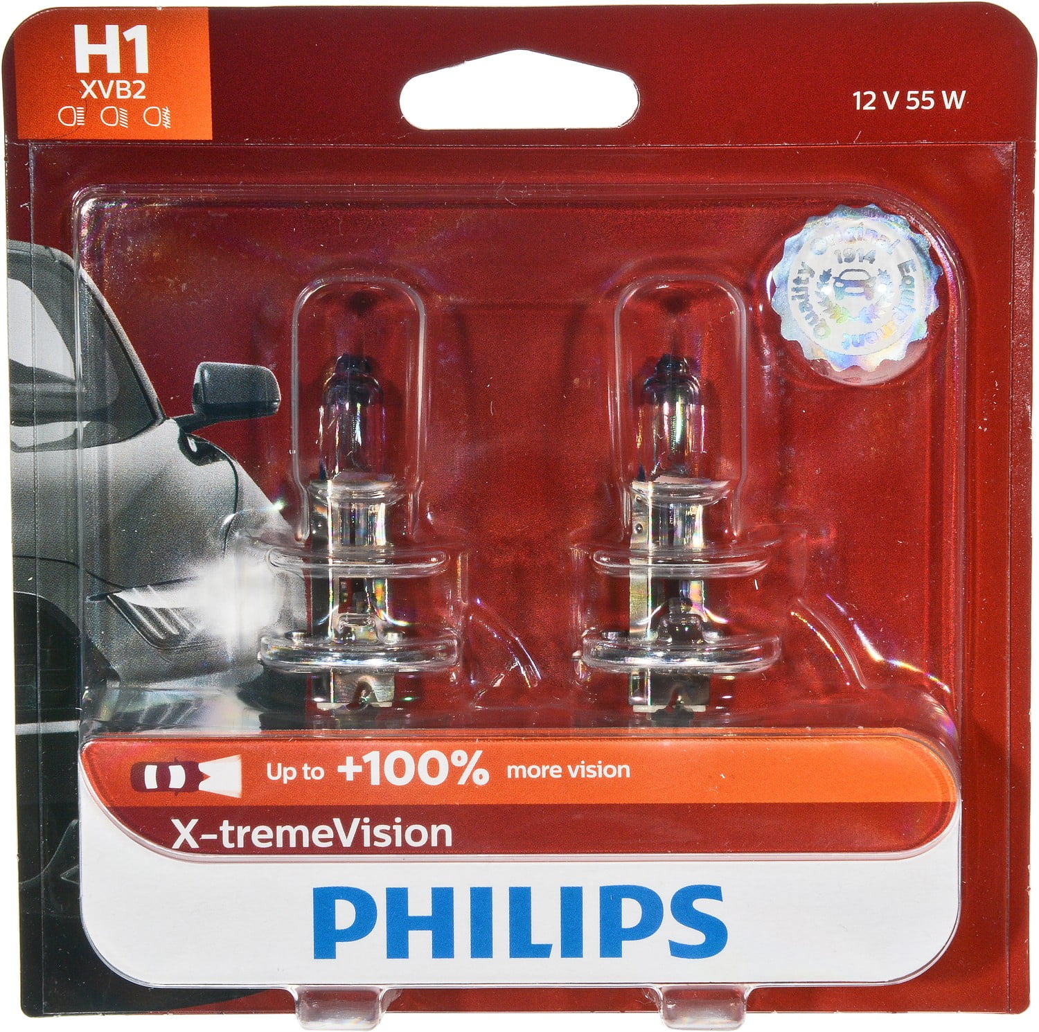 Philips X-Tremevision Headlight H1, P14,5S, Glass, Always Change In Pairs!  