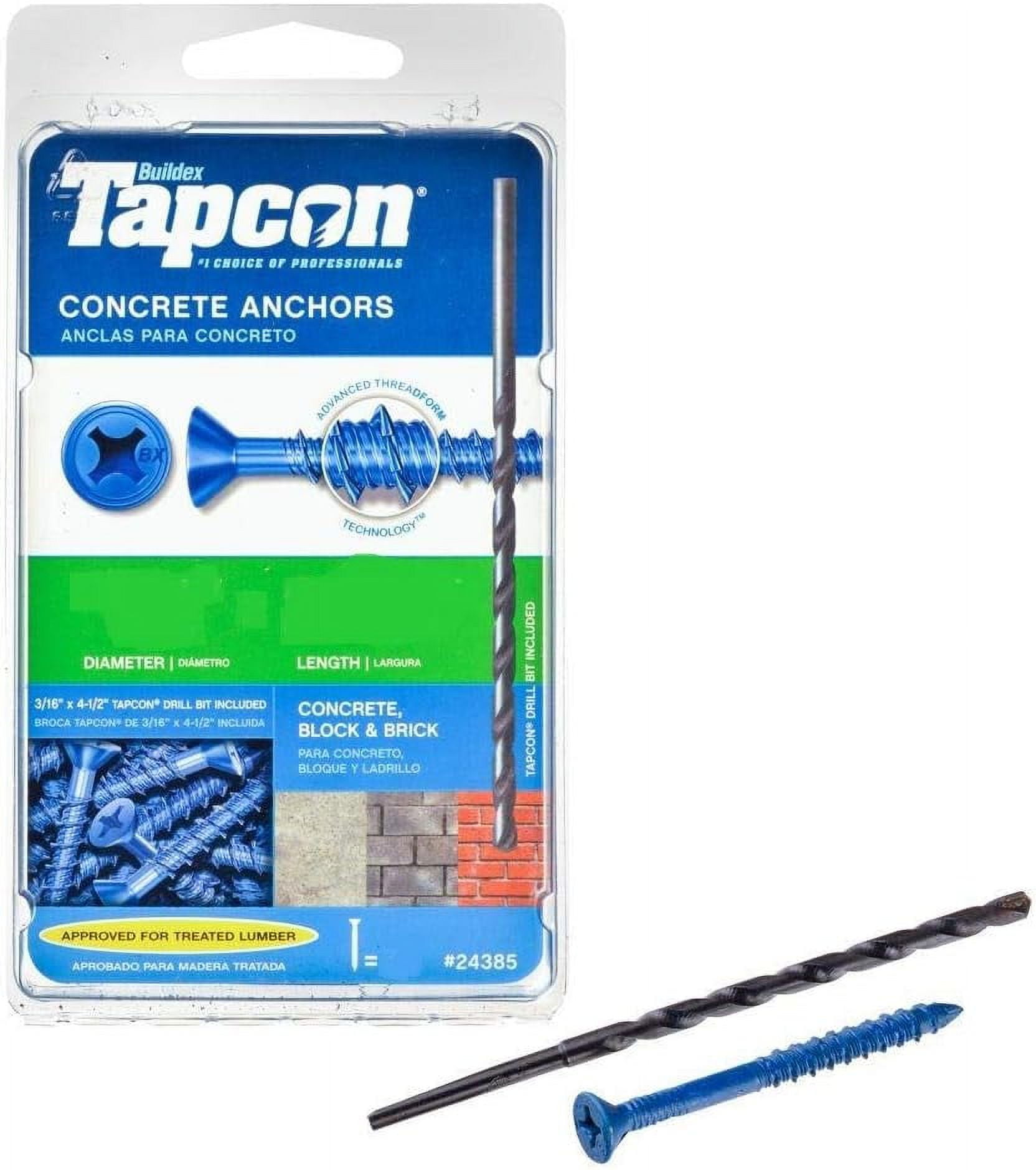 Phillip Concrete Anchors (1/4" X 31/4" (100 Screws With BIT