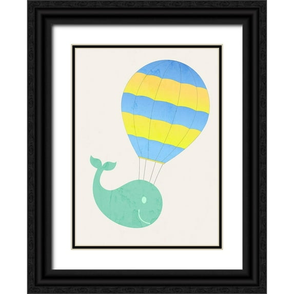 Phillip, Jamie 11x14 Black Ornate Wood Framed with Double Matting Museum Art Print Titled - Flying Whale