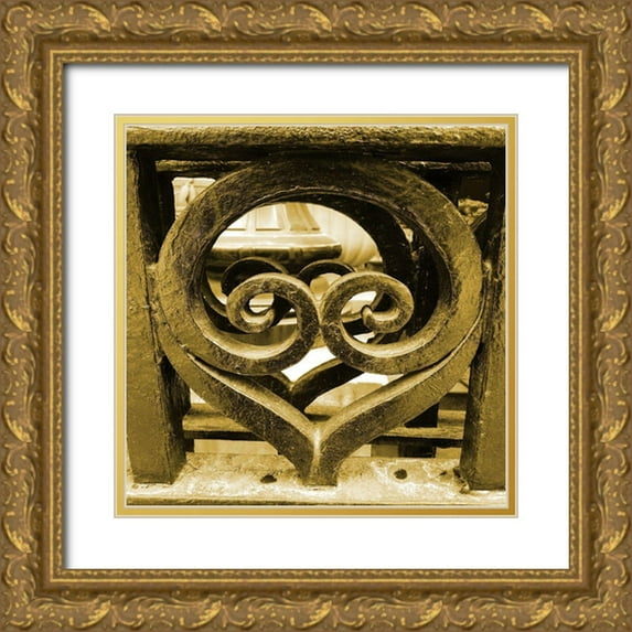 Phillip, Jamie 12x12 Gold Ornate Wood Framed with Double Matting Museum Art Print Titled - Golden Iron Gate