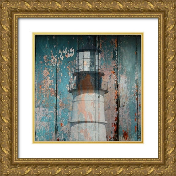 Phillip, Jamie 12x12 Gold Ornate Wood Framed with Double Matting Museum Art Print Titled - Lighthouse