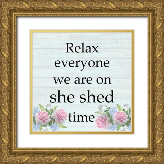 Phillip, Jamie 12x12 Gold Ornate Wood Framed with Double Matting Museum Art Print Titled - She Shed Time