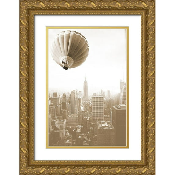 Phillip, Jamie 13x18 Gold Ornate Wood Framed with Double Matting Museum Art Print Titled - Fly By New York
