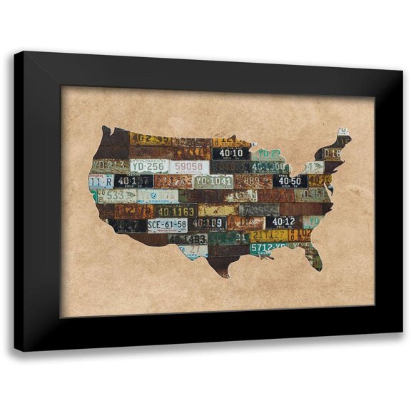 Phillip, Jamie 14x12 Black Modern Framed Museum Art Print Titled - Map USA