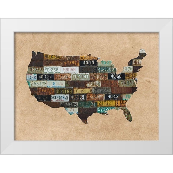 Phillip, Jamie 14x12 White Modern Wood Framed Museum Art Print Titled - Map USA