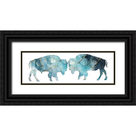 Phillip, Jamie 14x7 Black Ornate Wood Framed with Double Matting Museum Art Print Titled - Abstract Buffalo 3