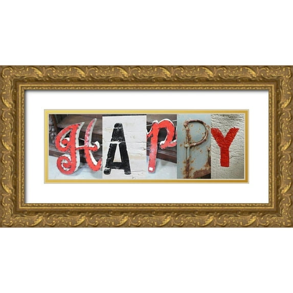 Phillip, Jamie 14x7 Gold Ornate Wood Framed with Double Matting Museum Art Print Titled - Happy
