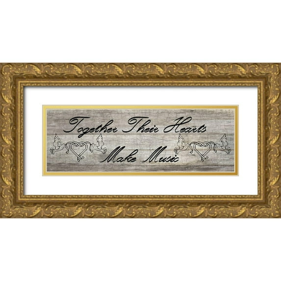 Phillip, Jamie 14x7 Gold Ornate Wood Framed with Double Matting Museum Art Print Titled - Musical Hearts