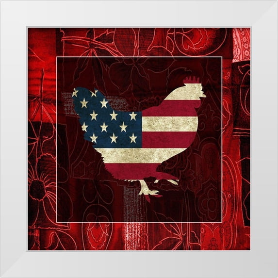 Phillip, Jamie 15x15 White Modern Wood Framed Museum Art Print Titled - American Rooster 2