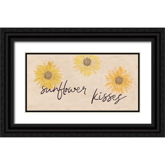 Phillip, Jamie 18x11 Black Ornate Wood Framed with Double Matting Museum Art Print Titled - Sunflower Kisses