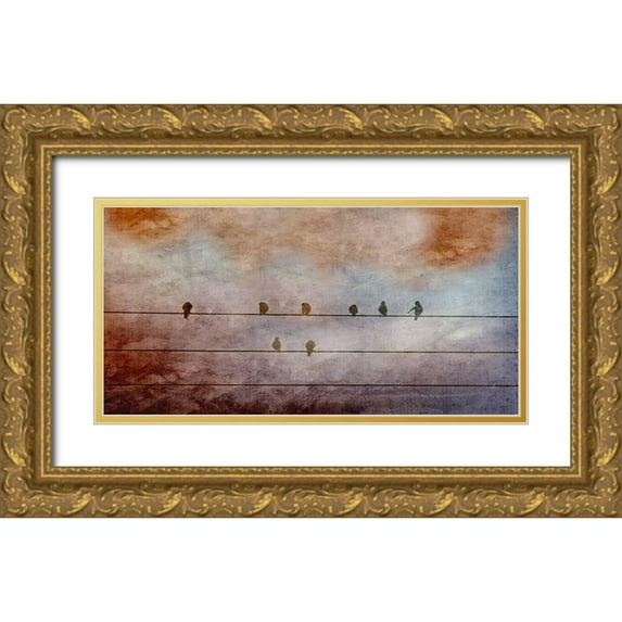 Phillip, Jamie 18x11 Gold Ornate Wood Framed with Double Matting Museum Art Print Titled - BIrd Watching 2