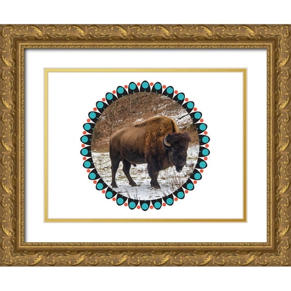 Phillip, Jamie 18x15 Gold Ornate Wood Framed with Double Matting Museum Art Print Titled - Buffalo Love 2