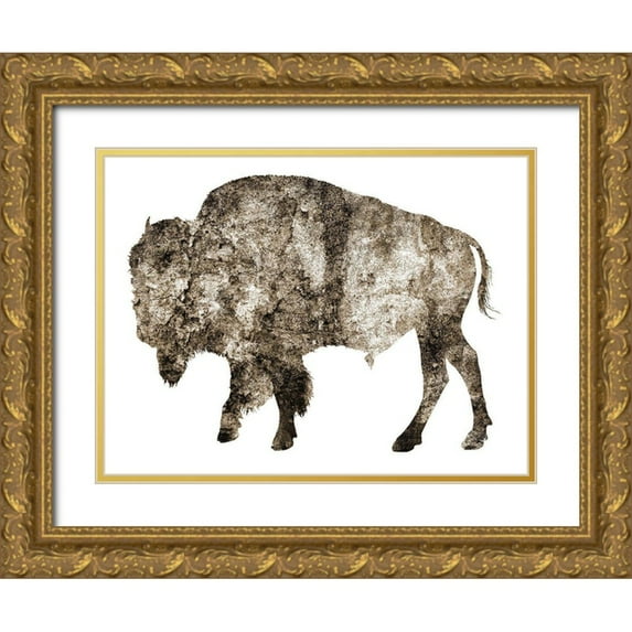 Phillip, Jamie 18x15 Gold Ornate Wood Framed with Double Matting Museum Art Print Titled - Rustic Bison 2