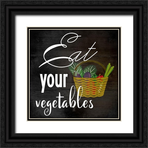 Phillip, Jamie 20x20 Black Ornate Wood Framed with Double Matting Museum Art Print Titled - Eat Your Vegetables