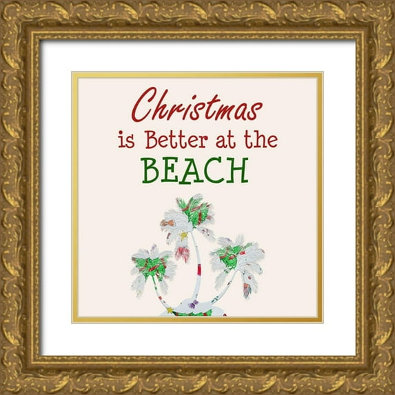 Phillip, Jamie 20x20 Gold Ornate Wood Framed with Double Matting Museum Art Print Titled - Beach Christmas