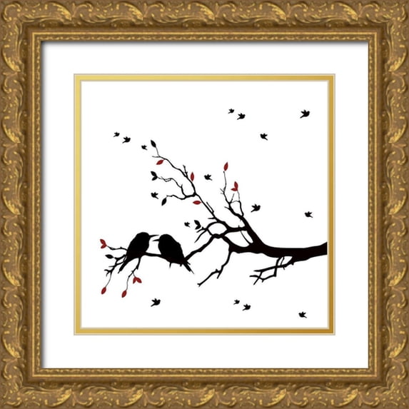 Phillip, Jamie 20x20 Gold Ornate Wood Framed with Double Matting Museum Art Print Titled - Birdy Love