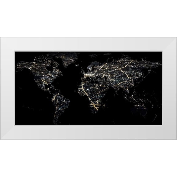 Phillip, Jamie 24x14 White Modern Wood Framed Museum Art Print Titled - Night Map