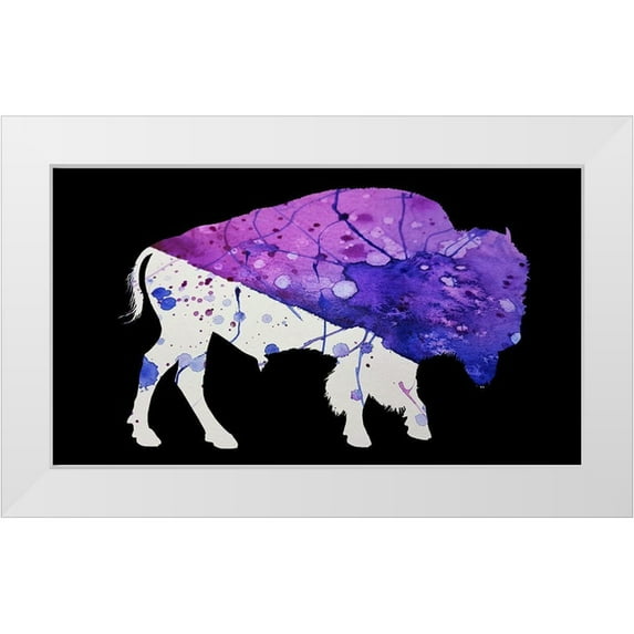 Phillip, Jamie 24x15 White Modern Wood Framed Museum Art Print Titled - Abstract Buffalo