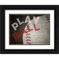thumbnail image 1 of Phillip, Jamie 24x19 Black Ornate Wood Framed with Double Matting Museum Art Print Titled - Play Ball, 1 of 4