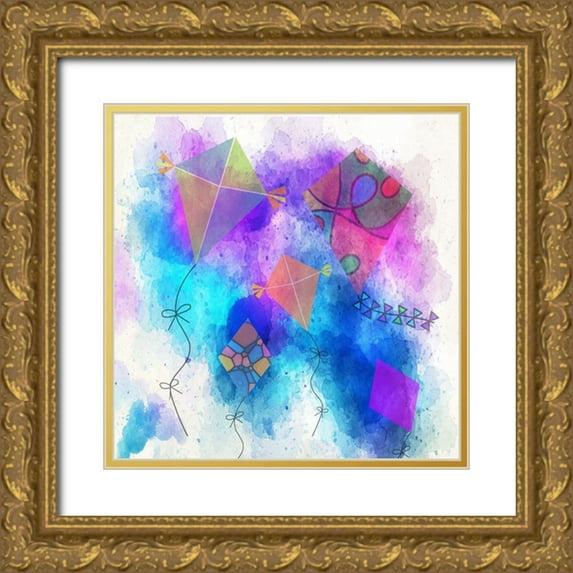 Phillip, Jamie 26x26 Gold Ornate Wood Framed with Double Matting Museum Art Print Titled - Kites