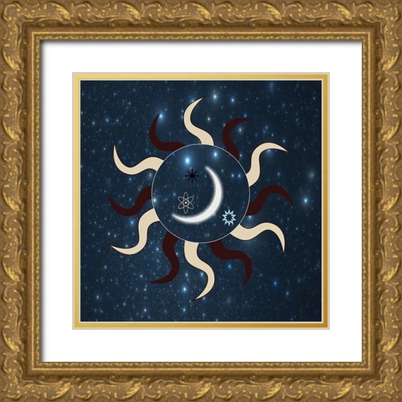 Phillip, Jamie 26x26 Gold Ornate Wood Framed with Double Matting Museum Art Print Titled - Moon and Sun