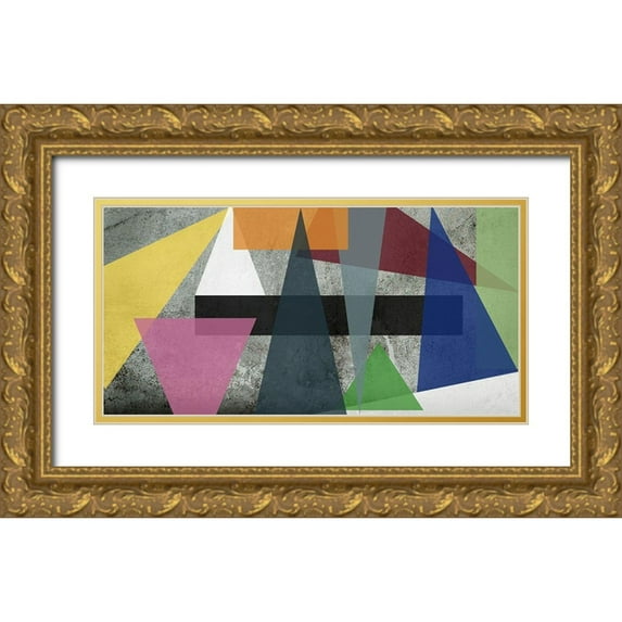 Phillip, Jamie 32x18 Gold Ornate Wood Framed with Double Matting Museum Art Print Titled - Triangles