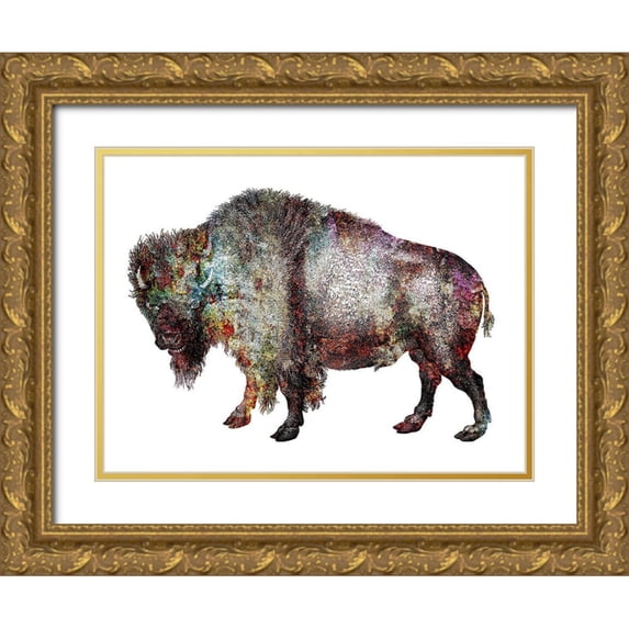 Phillip, Jamie 32x25 Gold Ornate Wood Framed with Double Matting Museum Art Print Titled - Rustic Bison 5